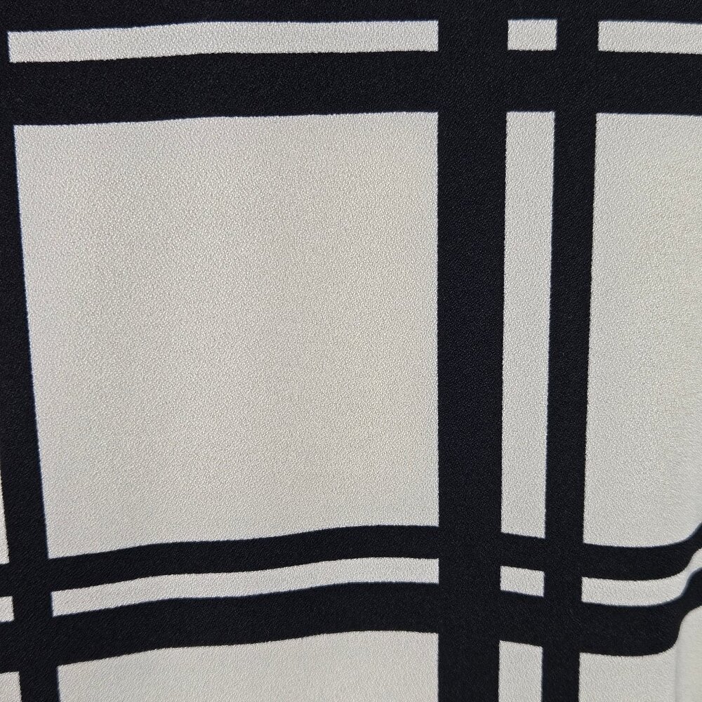 Zara Basic Sz Large White Black Plaid Blouse Roun… - image 6